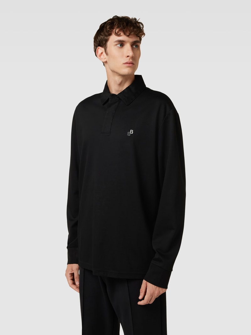 Longsleeve mit Polokragen Modell 'Partoes' in schwarz