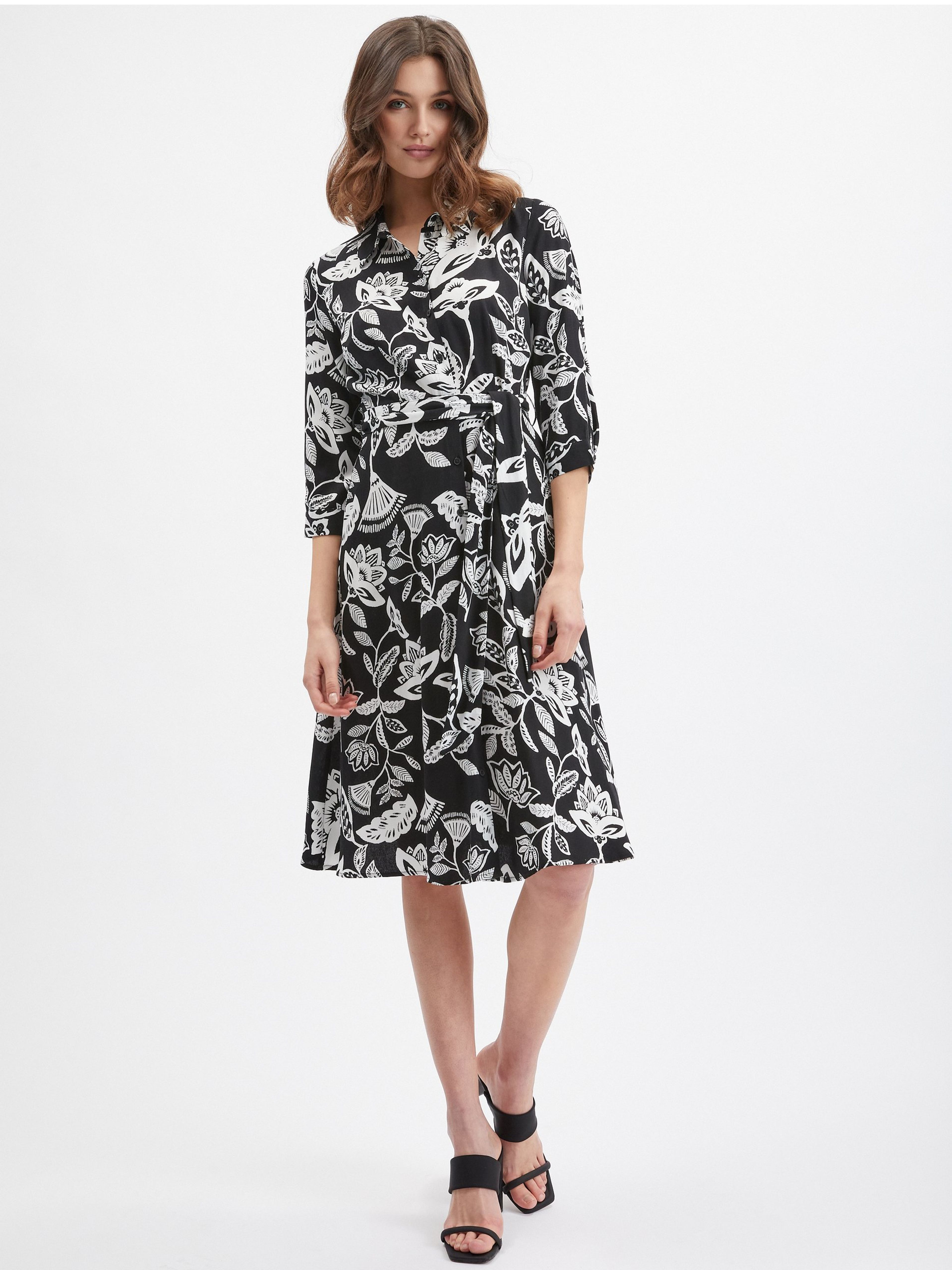 Schwarzes geblümtes Damenkleid ORSAY