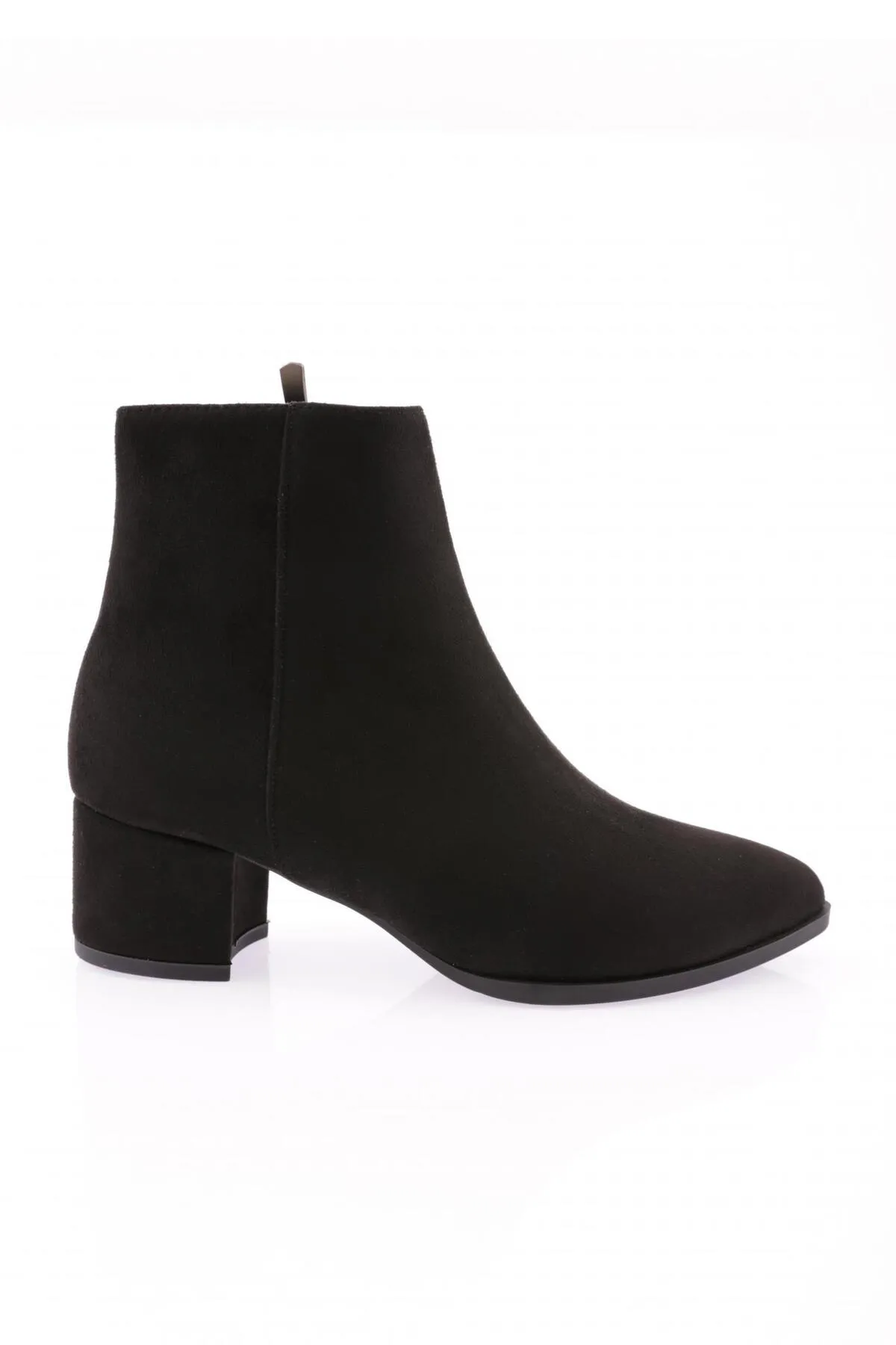 DGN  Si-07k Damen - 22k schwarze Wildleder-Stiefeletten mit spitzer Spitze und Absatz
