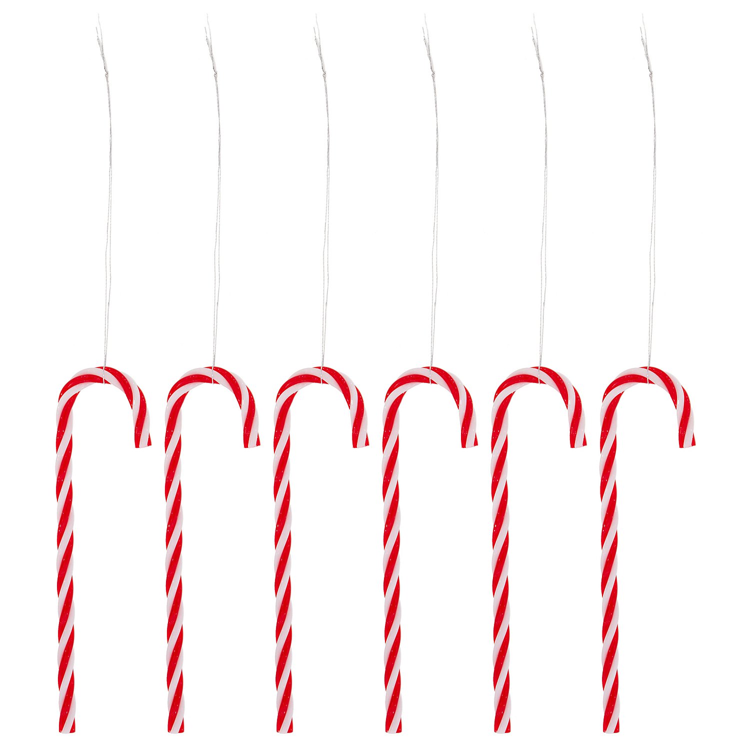 Zuckerstangen zum Hängen, rot-weiß, 13 cm, 6 Stück
