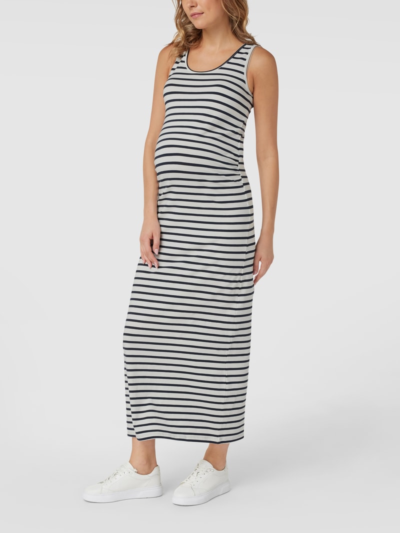 Ärmelloses Umstands-Maxikleid mit Streifenmuster in offwhite