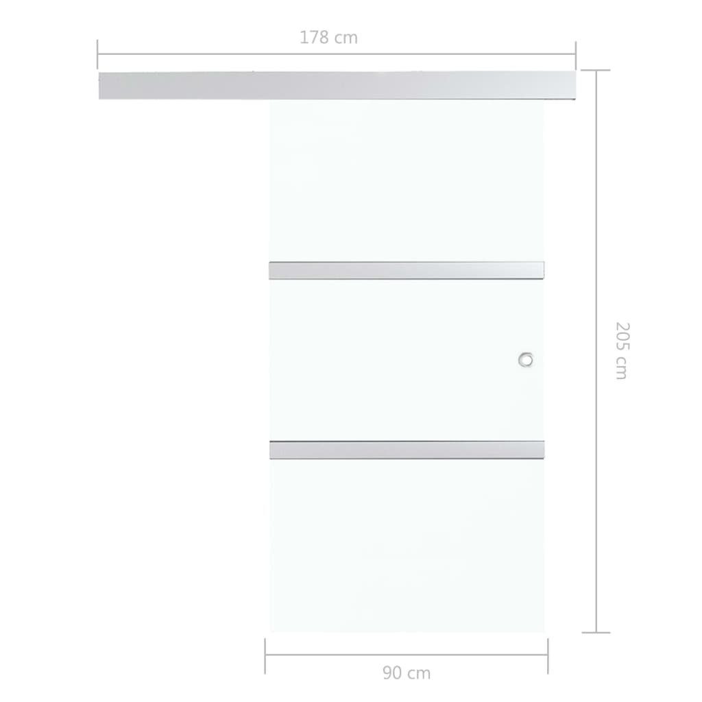 vidaXL Zimmertür Schiebetür ESG-Glas und Aluminium 90x205 cm Silbern