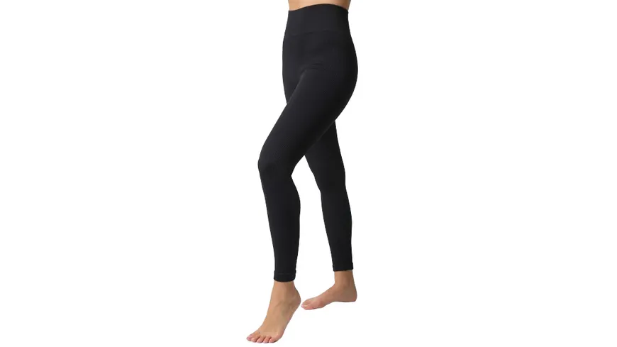 NUR DIE Damen Leggings in Ripp-Optik Relax & Go High Waist schwarz