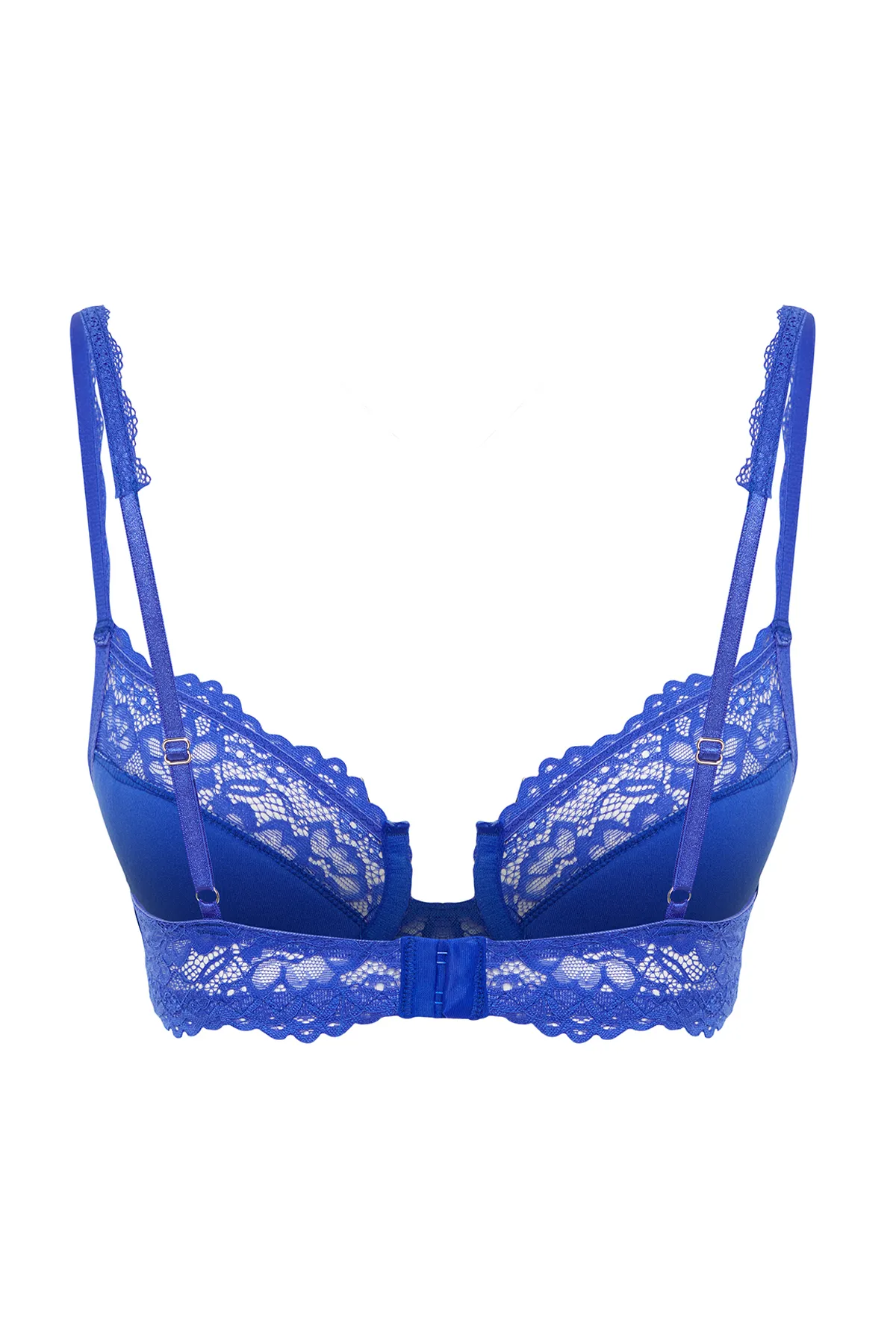 Trendyol Collection  Marineblauer Balconette-BH aus Strick mit U-Bügel und Spitzenkordelriemen THMSS23SU00075