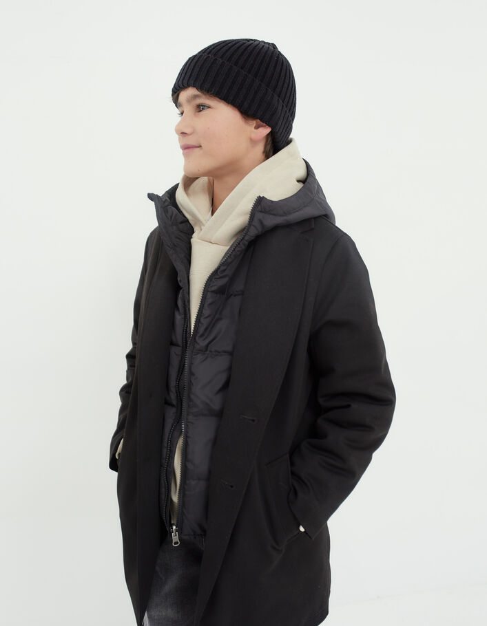 Manteau noir parmenture doudoune garçon