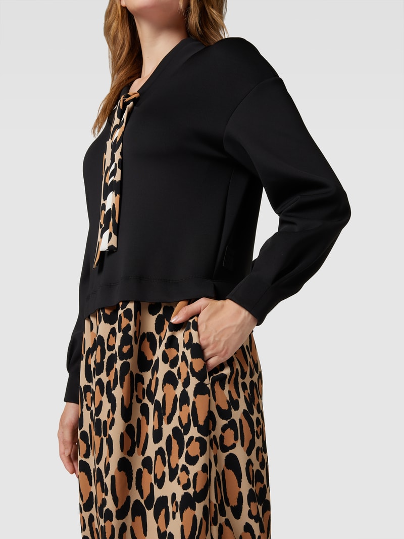 Midikleid mit Animal-Print in schwarz