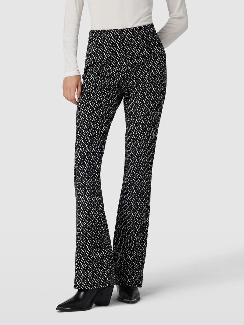 Stoffhose mit Allover-Muster Modell 'MACY' in schwarz