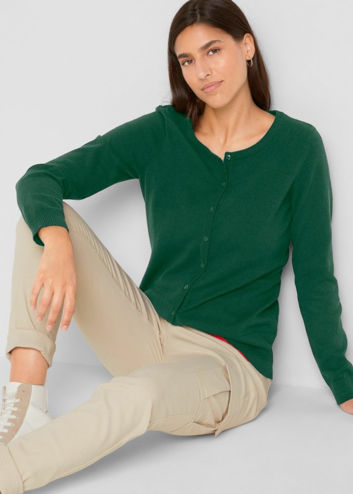 Basic Feinstrickjacke mit recycelter Baumwolle