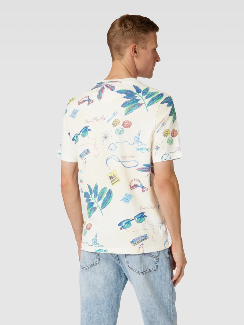 T-Shirt mit Allover-Print in offwhite