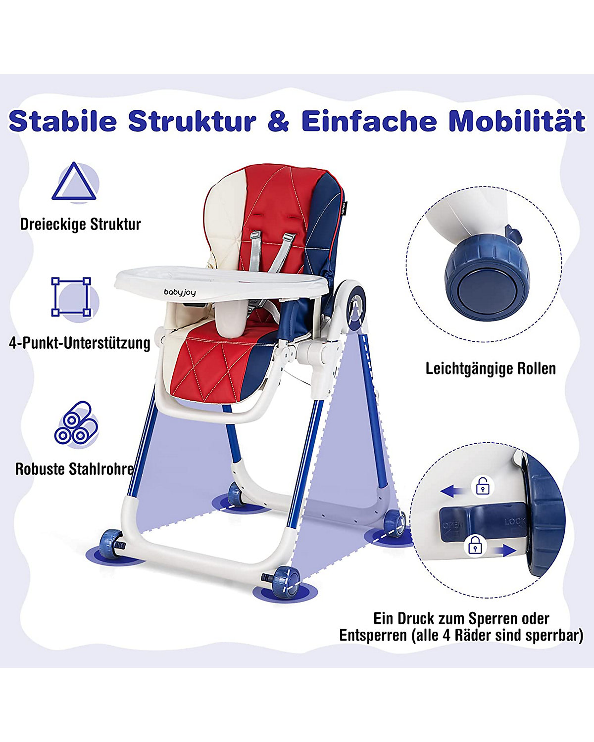 Hochstuhl Schnelle Montage & Faltbar verstellbar