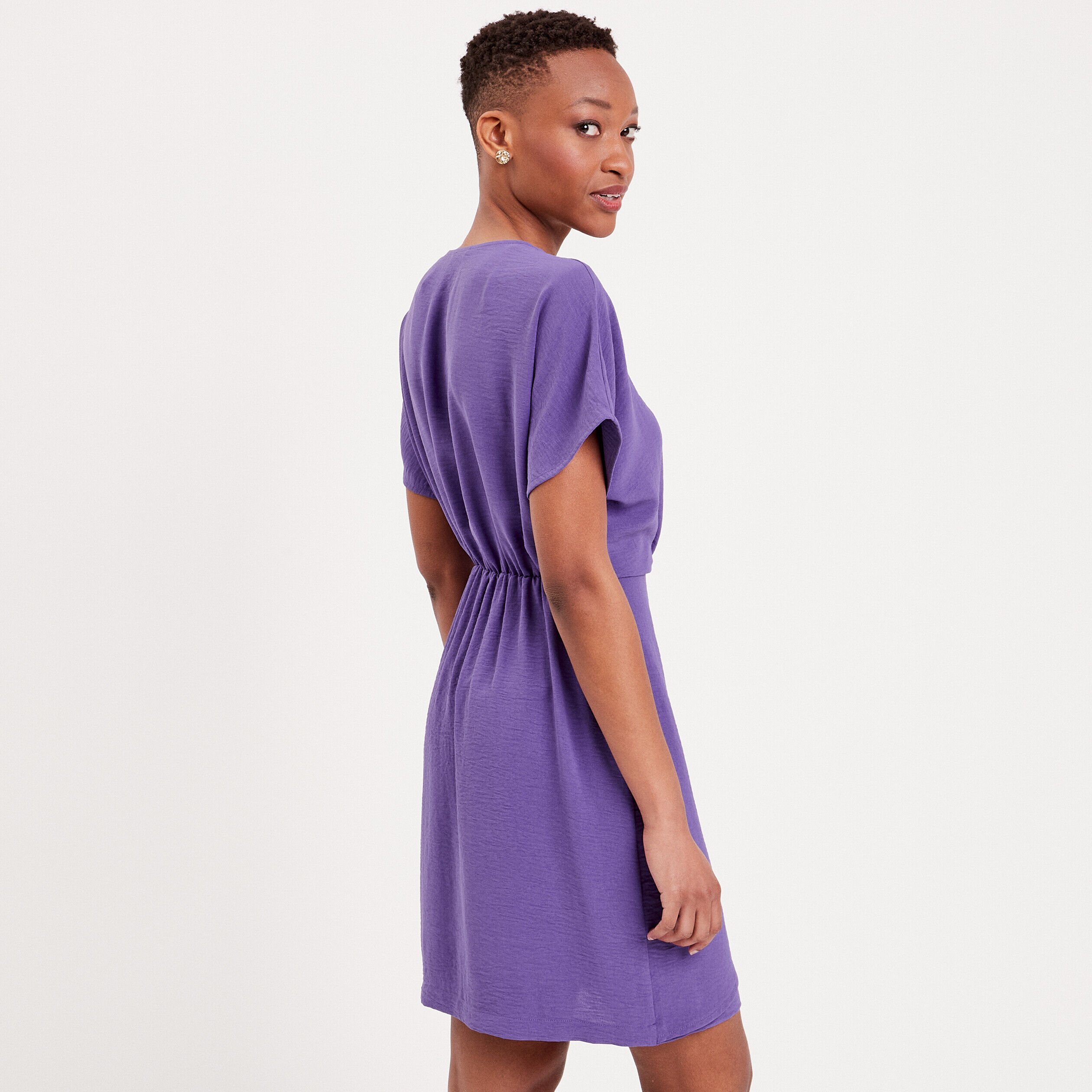 Robe portefeuille avec noeud violet foncé femme | Cache Cache
