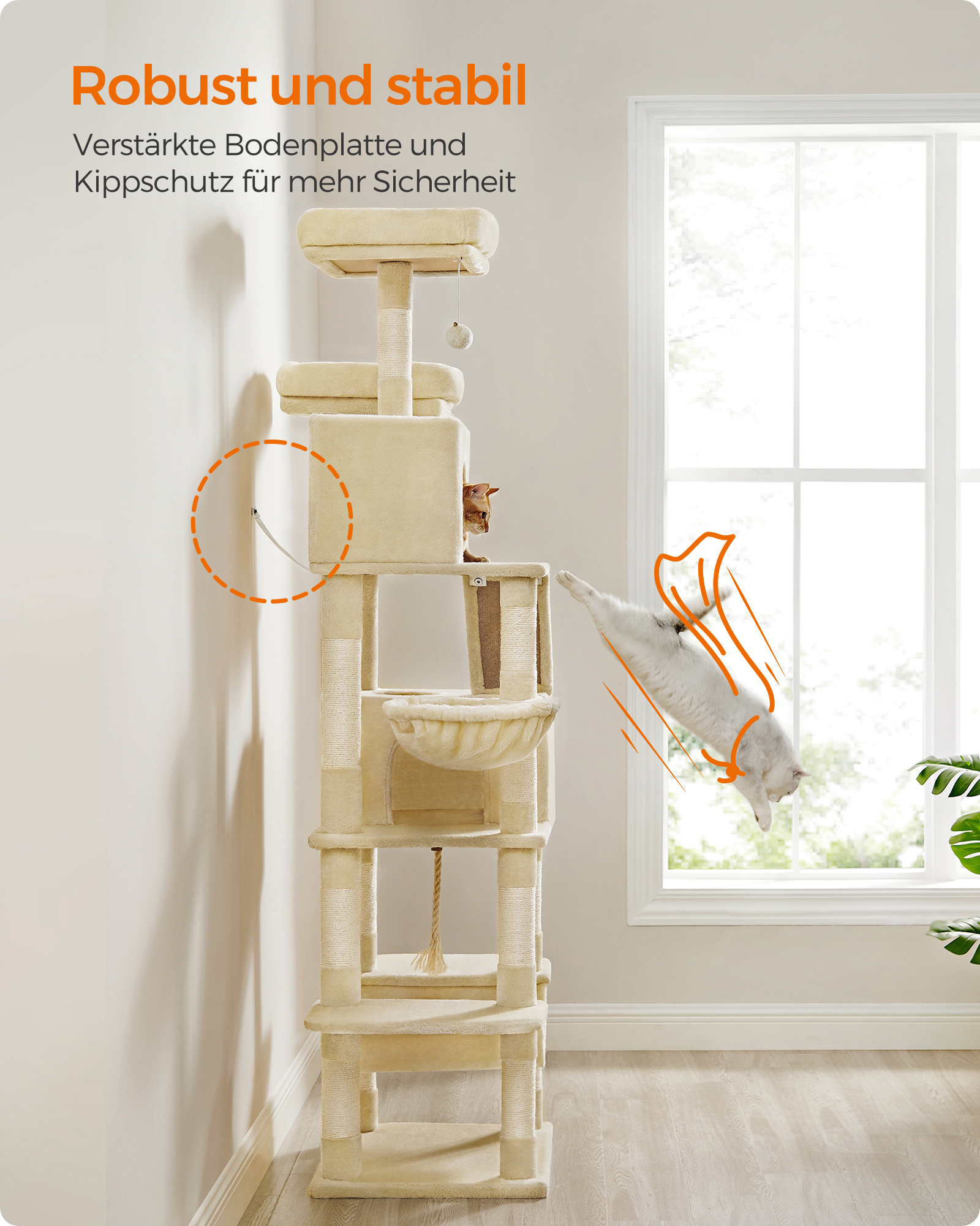 FEANDREA Kratzbäume FEANDREA Katzenbaum XXL 206cm Rauchgrau beige
