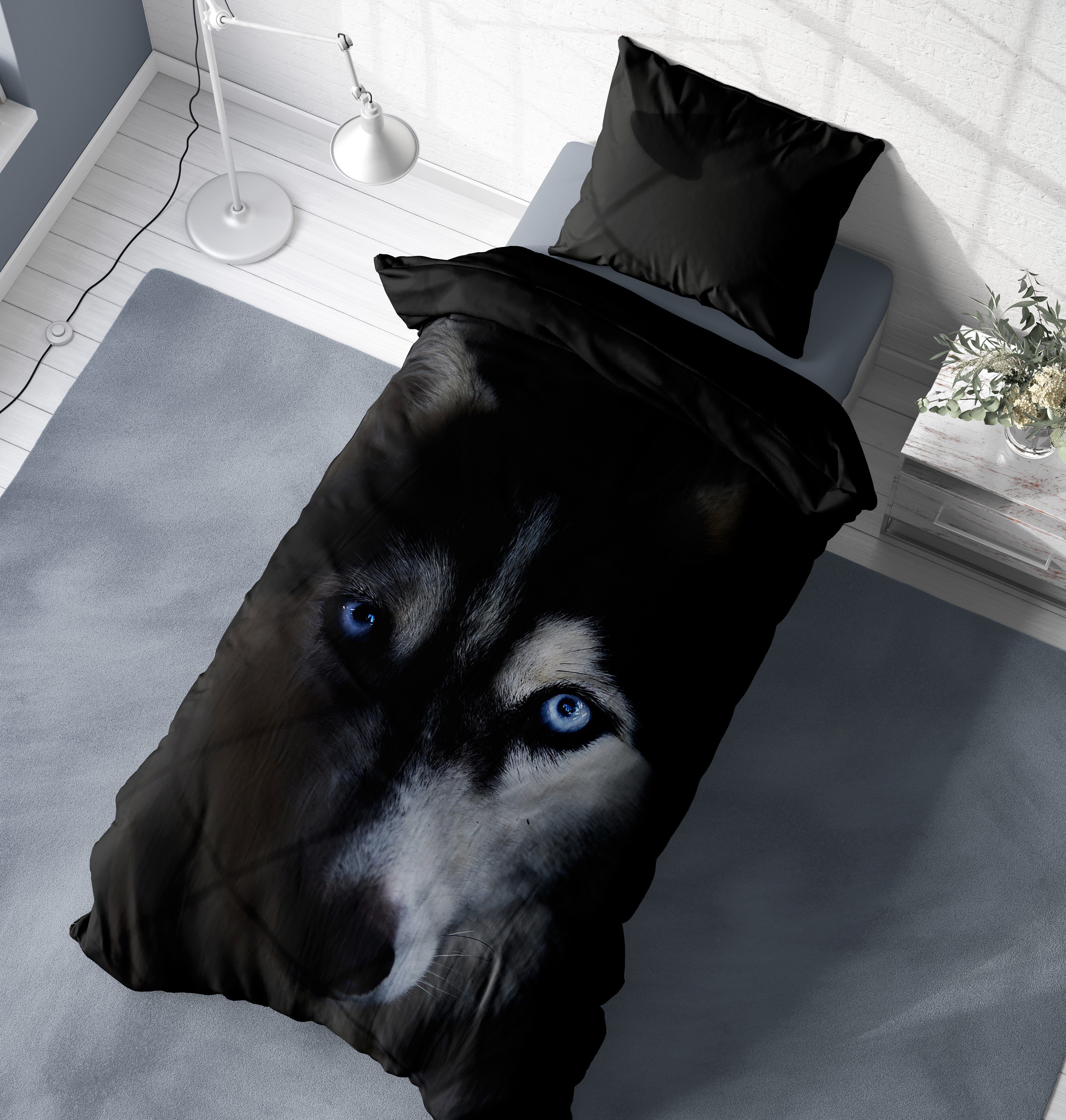 Bettwäsche Wolf, One Home, Mikrofaser, 2 teilig, mit Wölfe Motiv