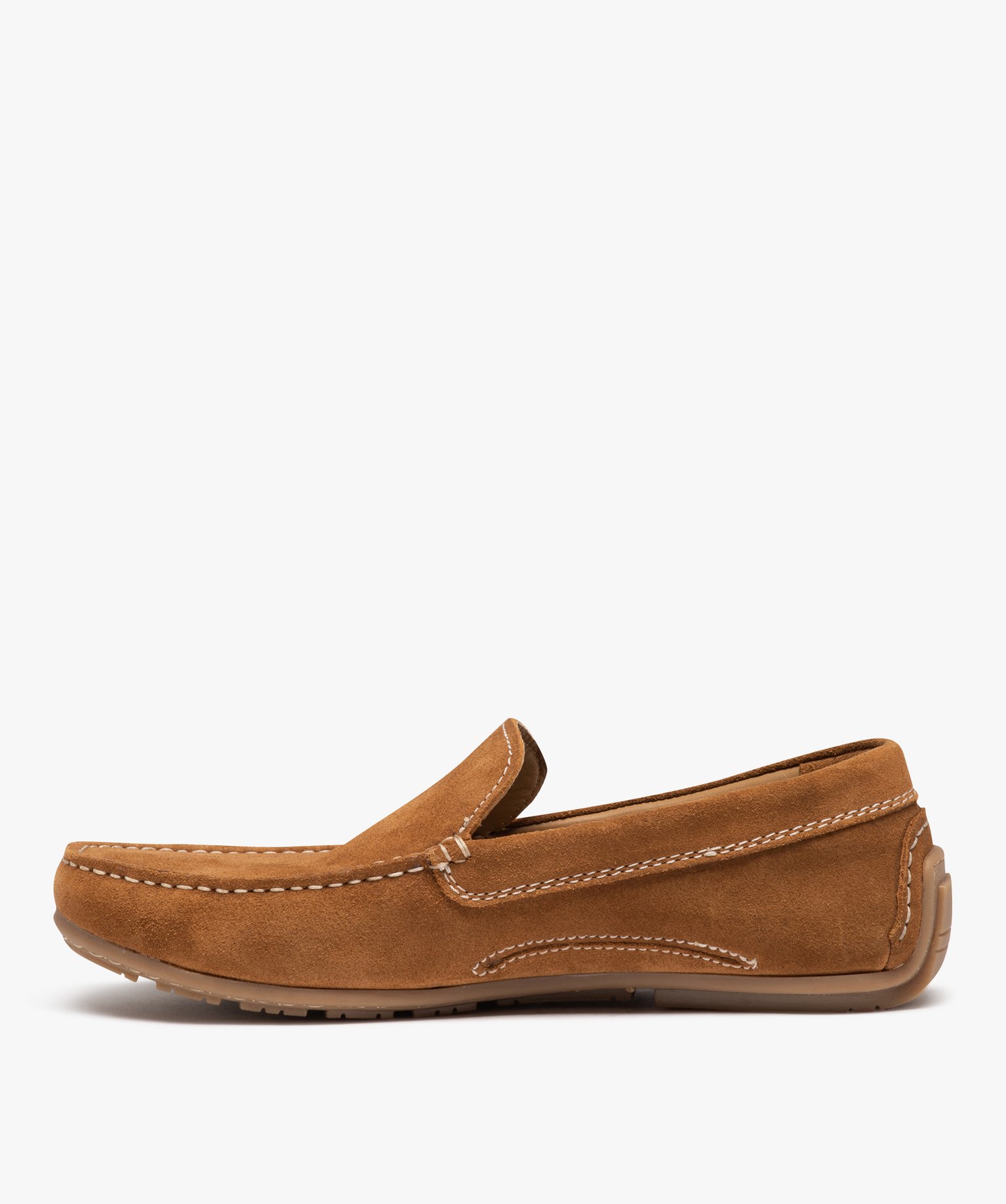 Mocassins homme unis en cuir velours camel | GEMO