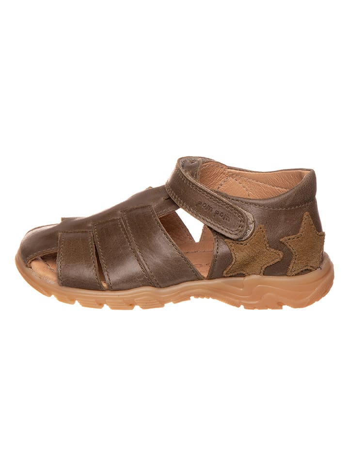 POM POM Leder-Halbsandalen in Braun günstig kaufen