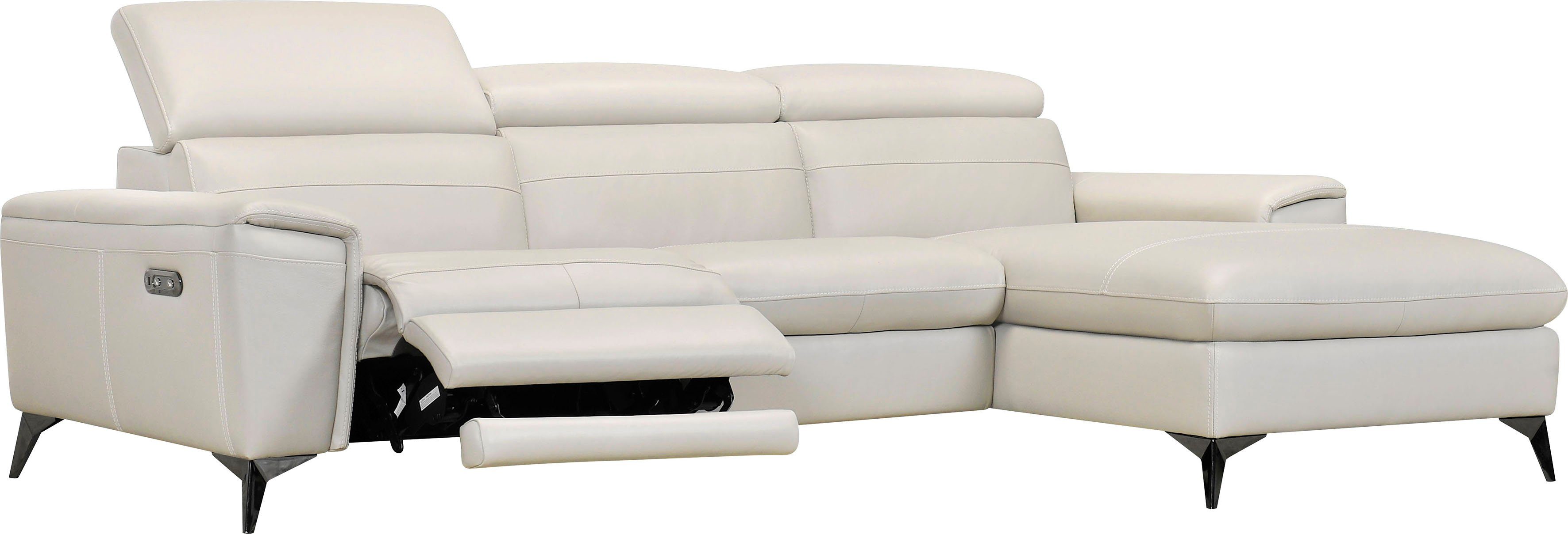 Places of Style Ecksofa Theron, elektrische Relaxfunktion, USB-Anschluss, manuelle Kopfteilverstellung
