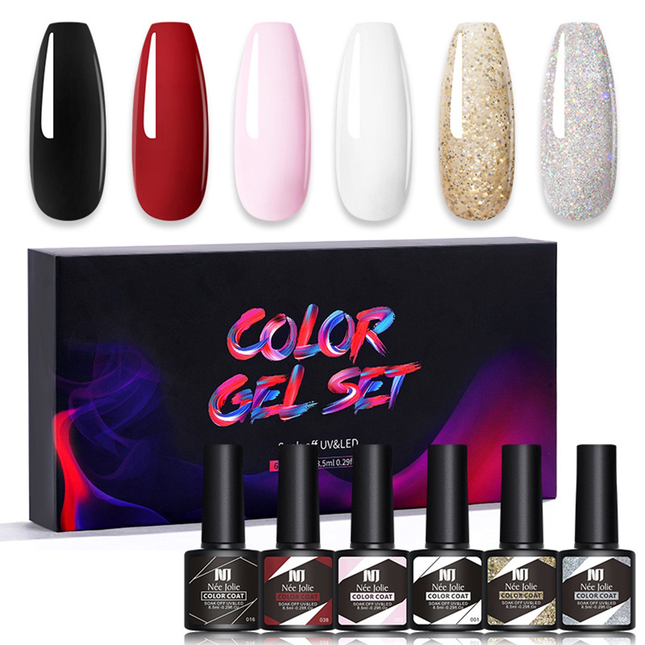 Scheiffy Nagellack-Set 8.5 ml 6 Farben Nagellack Set 6 pcs, DIY-Nagelkunst, Nagellack-Set, für Anfänger und professionelle Nagelkünstler