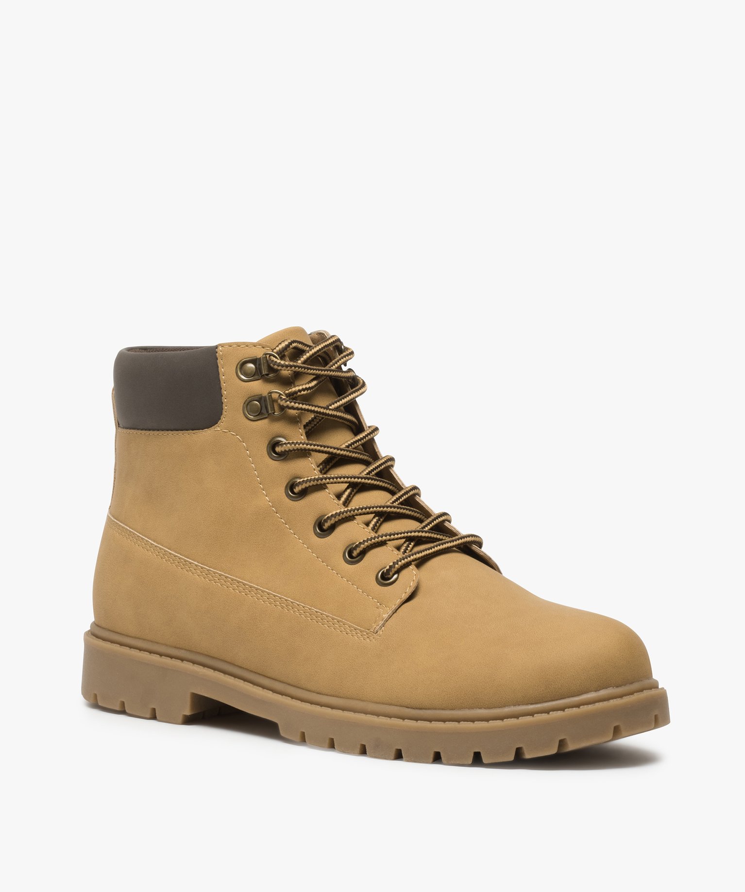 Boots homme à semelle crantée et lacets - Les Supaires camel | GEMO