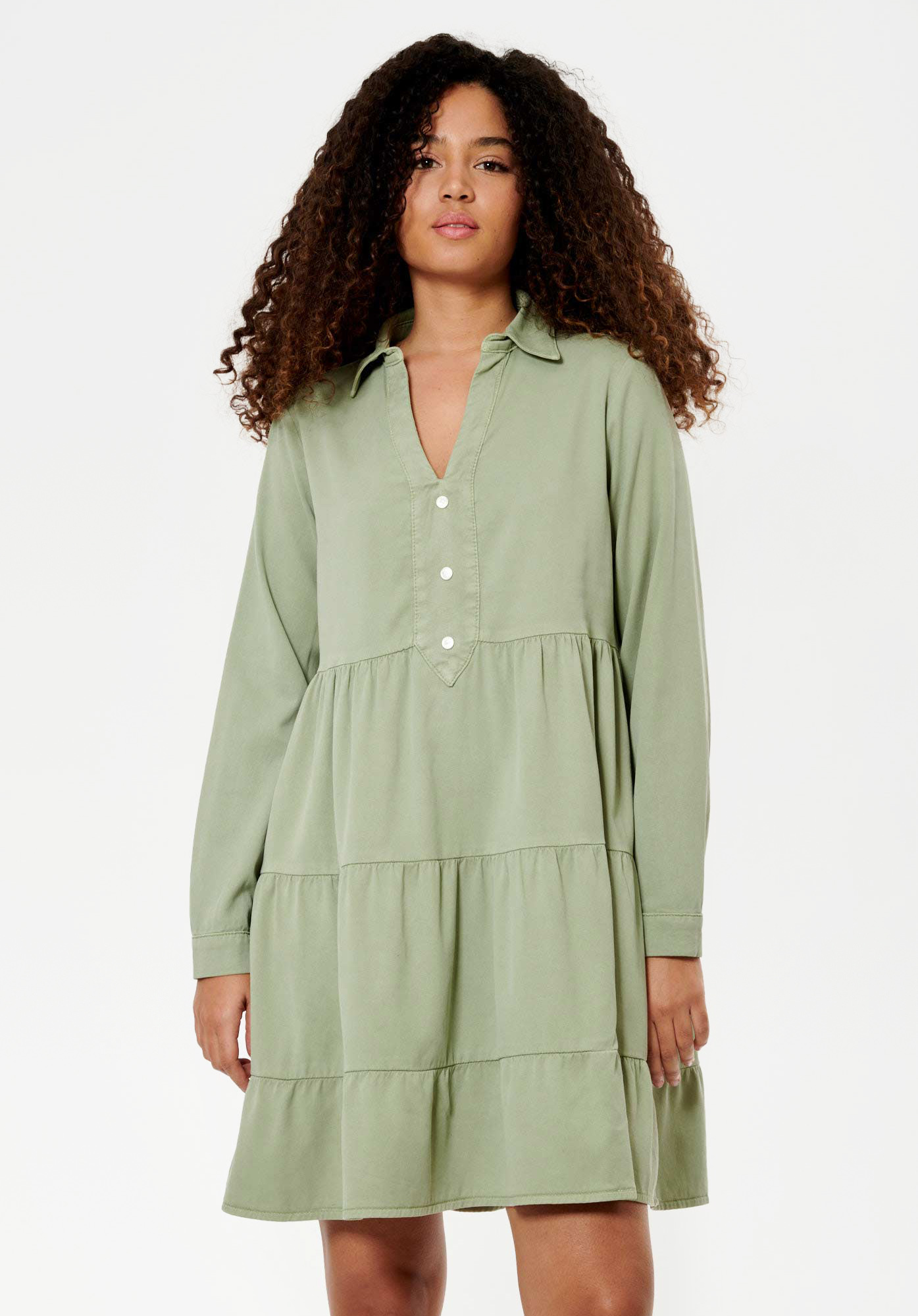 GENTI  Robe babydoll kaki Femme