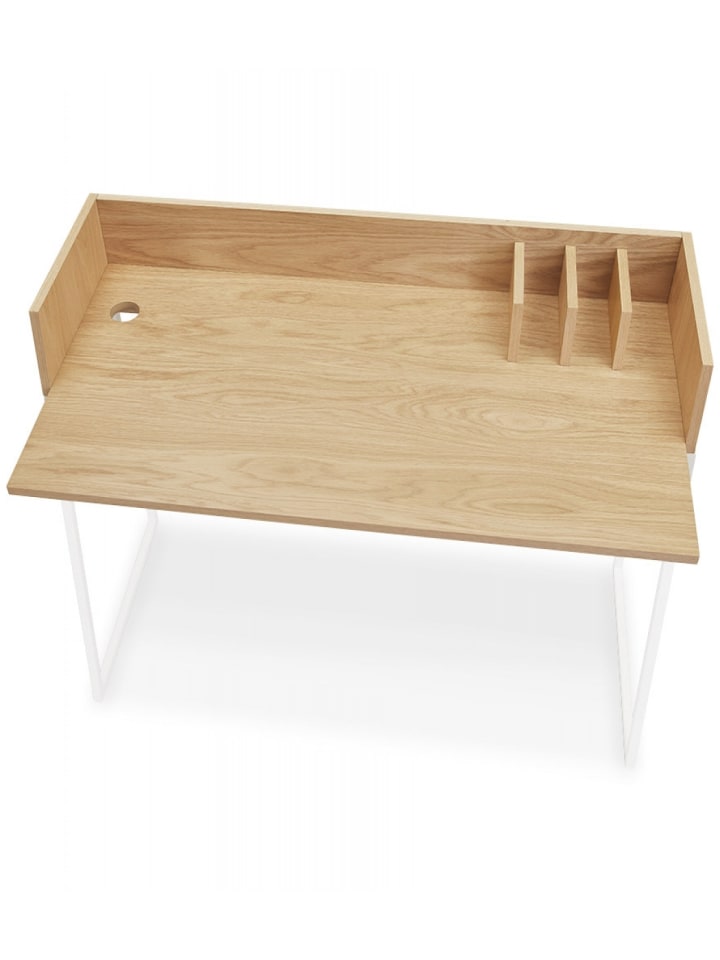 KADIMA DESIGN Gerader Schreibtisch Holz Metall | Skandinavischer Stil in Beige-Weiß günstig kaufen onesize