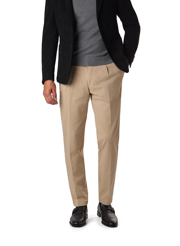 BOSS Black, Bundfaltenhose Kane, Regular Fit, Baumwolle, beige