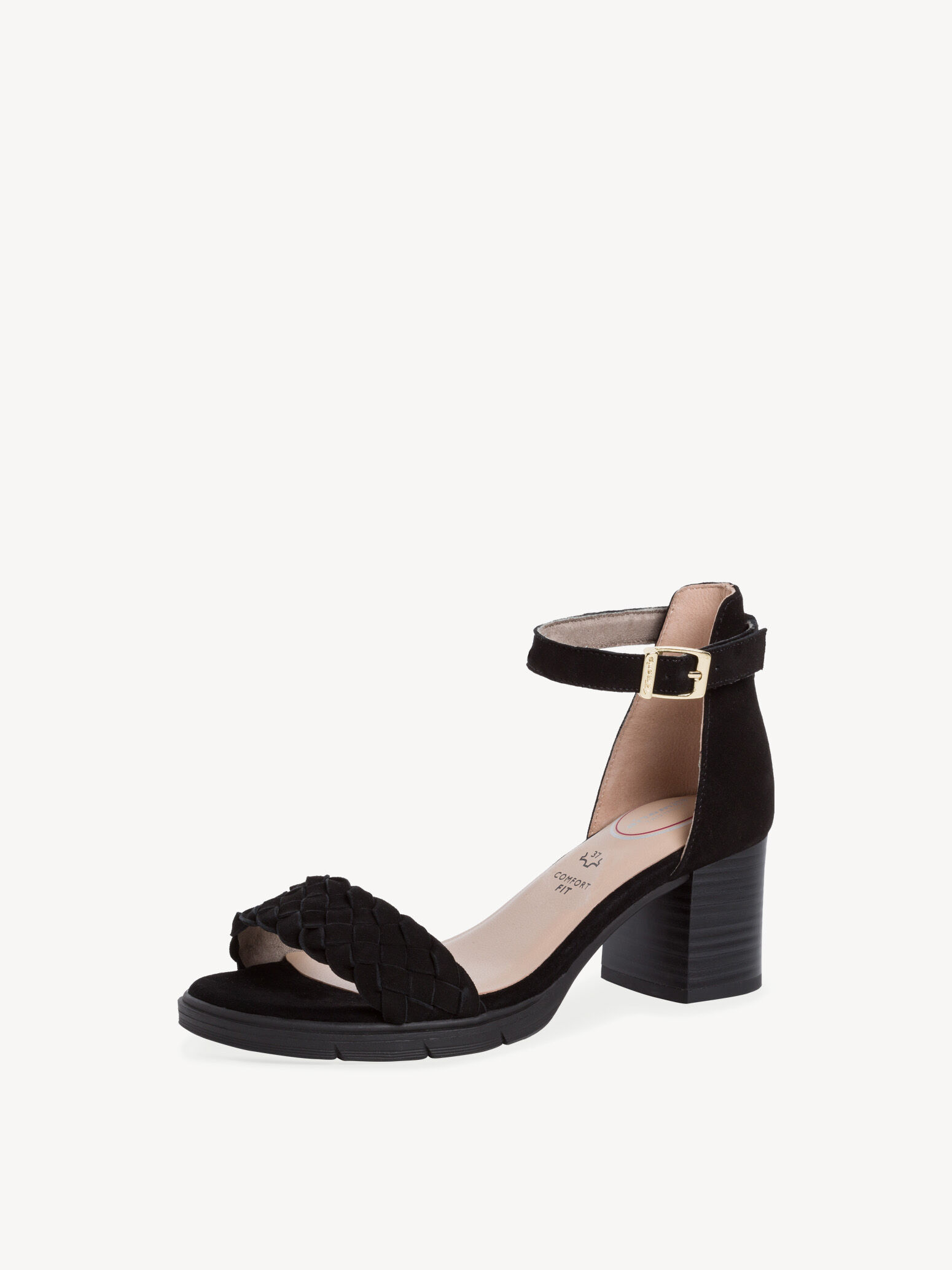 Sandale à talon en cuir - noir