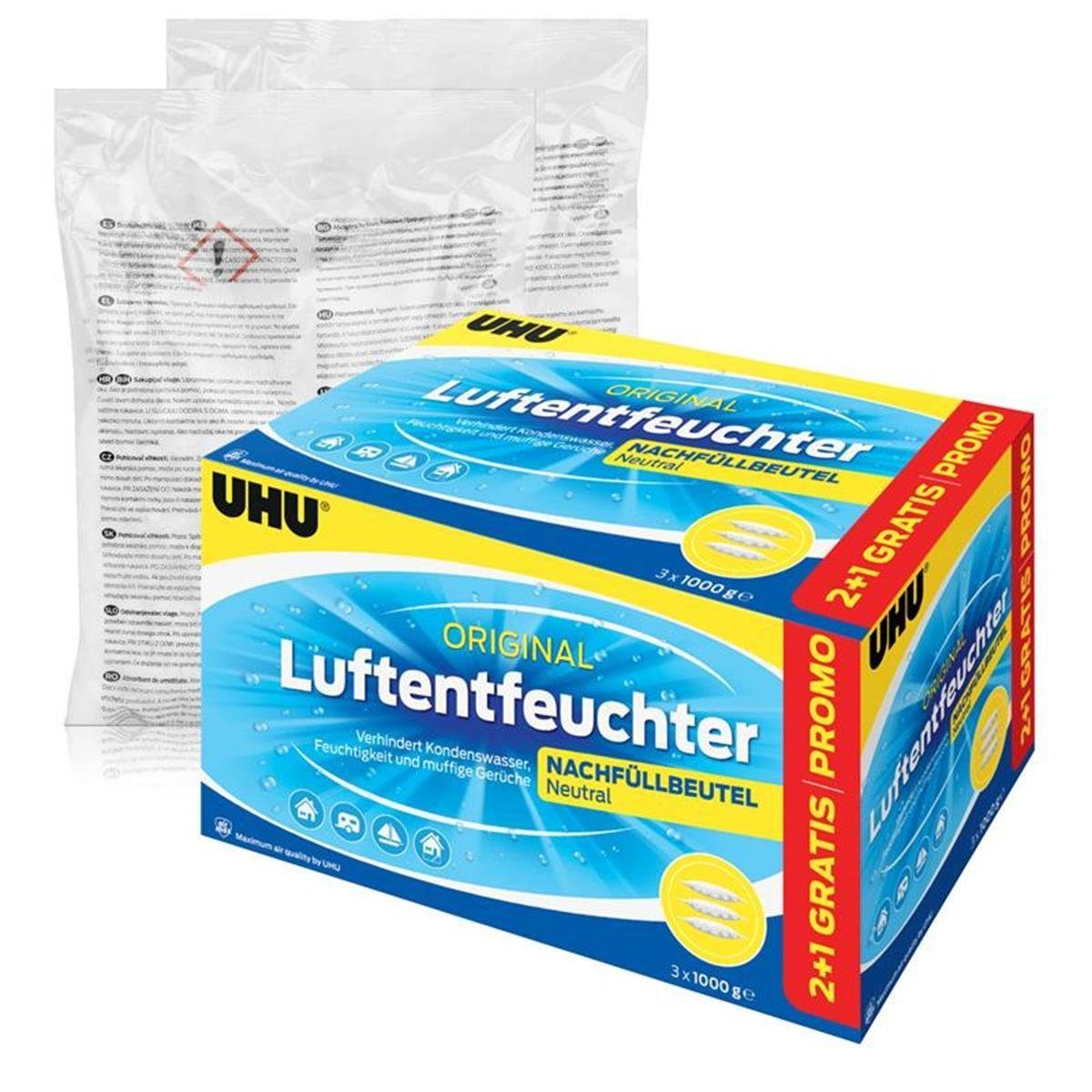 UHU Luftentfeuchter UHU original Luftentfeuchter Nachfüllbeutel 1000g - Duftneutral (5er P