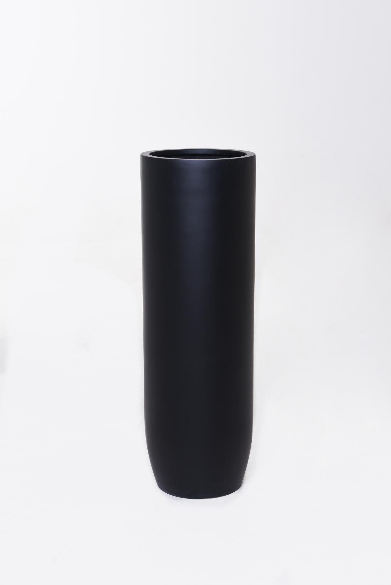 VIVANNO Pflanzkübel Pflanzgefäß Bodenvase SOLERIO Fiberglas Schwarz Matt - 33x100 cm