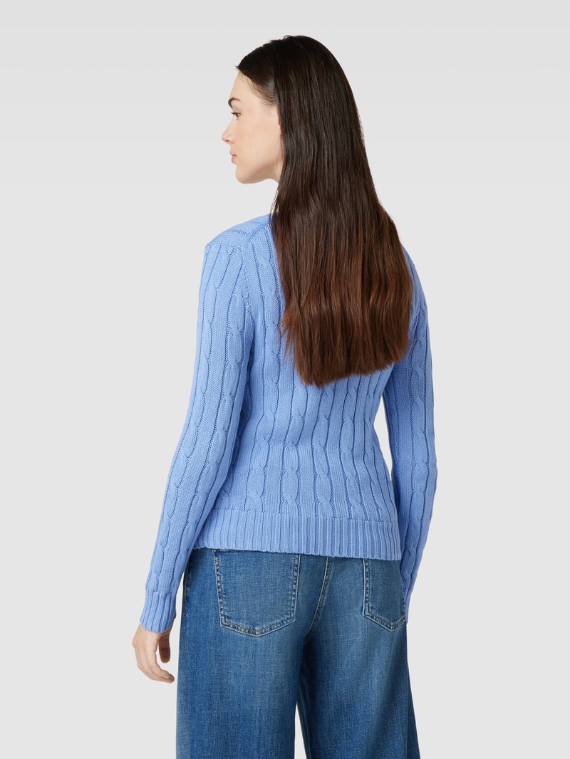 Strickpullover mit Zopfmuster Modell 'JULIANNA' in blau