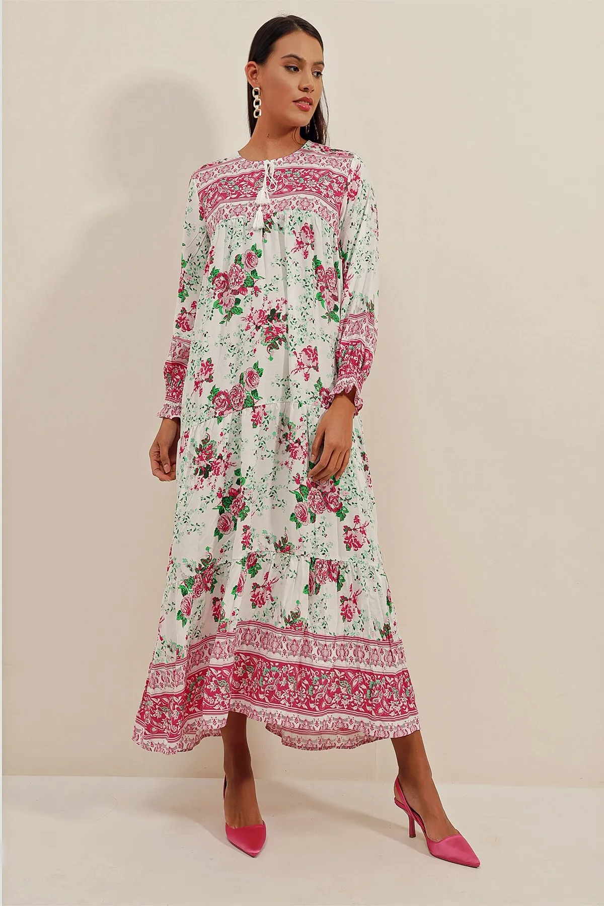 Bigdart  1947 Gemustertes langes Kleid Y Fuchsia