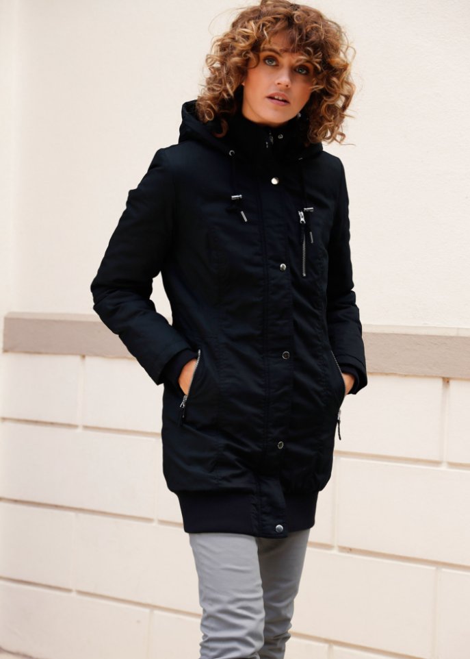 Longjacke mit Kapuze, wattiert