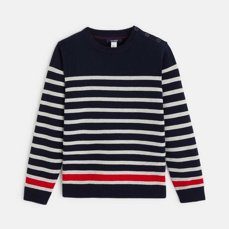Pull marin en tricot bleu garçon