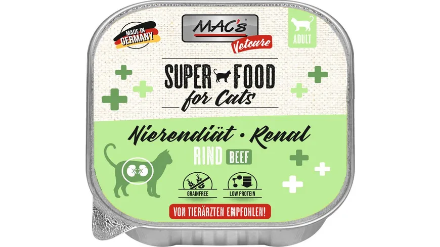 MAC's CAT Katzennassfutter Vetcare Rind Nierendiät 100 g