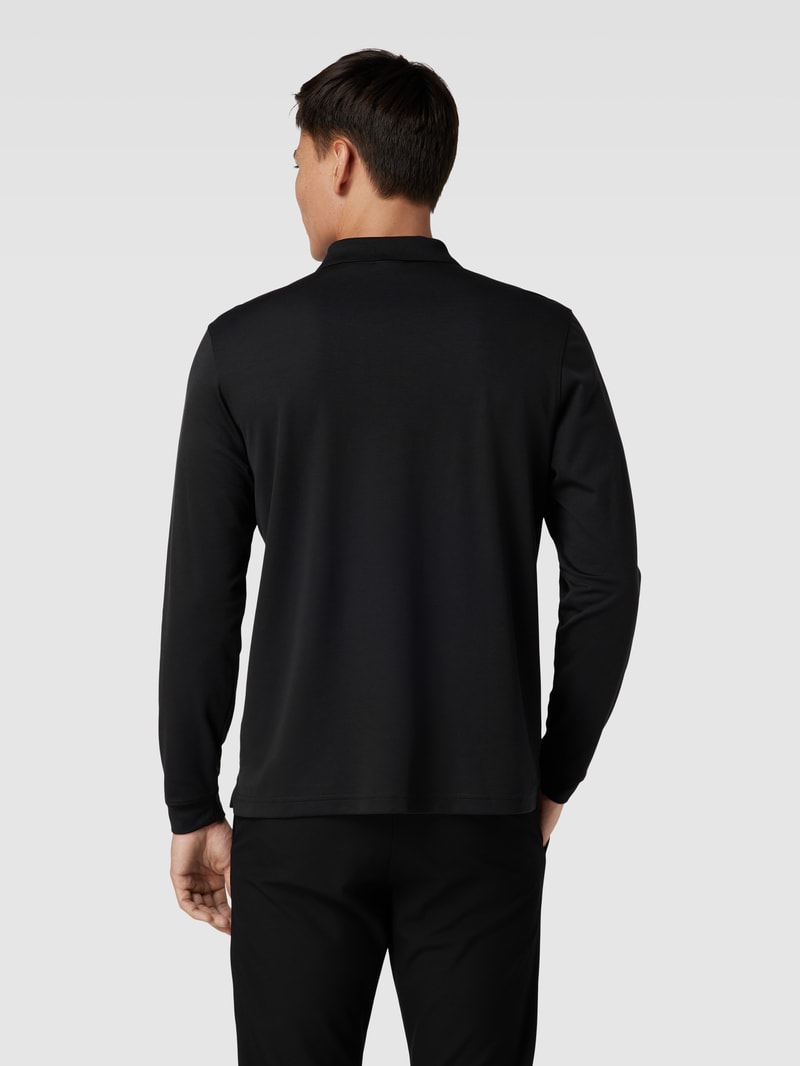 Poloshirt mit kurzer Reißverschlussleiste in schwarz