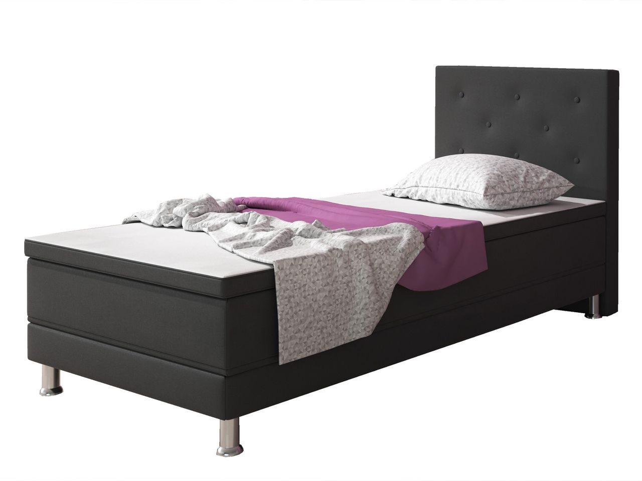 IHG Boxspringbett Esra 90x200 Webstoff Anthrazit