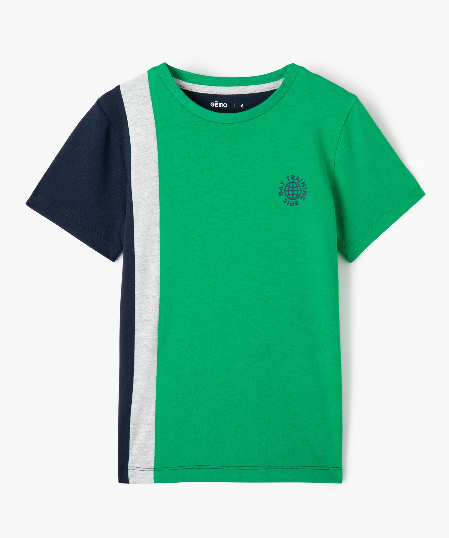 Tee-shirt Garçon tricolore à manches courtes vert | GEMO