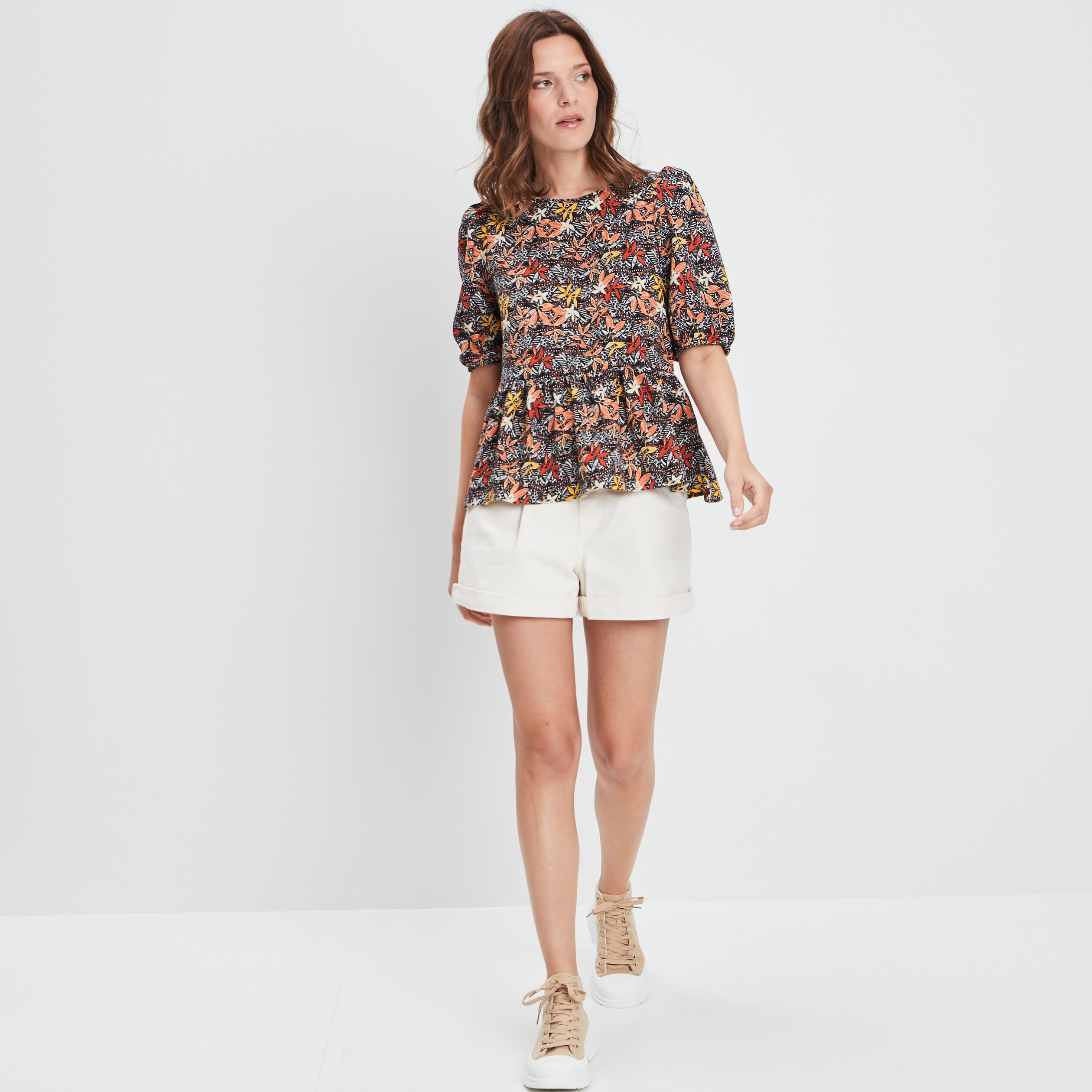 Short droit taille haute sable femme | La Halle