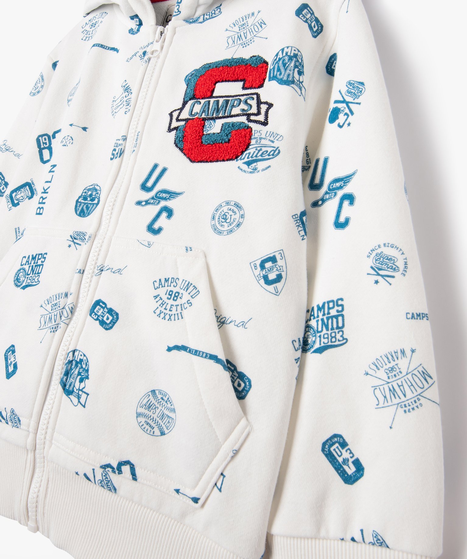 Sweat à capuche et zip à motifs Garçon - Camps United imprime | GEMO