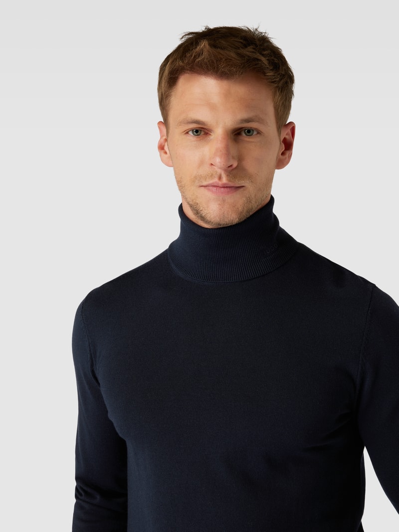 Strickpullover mit Rollkragen Modell 'San Thomas' in marineblau