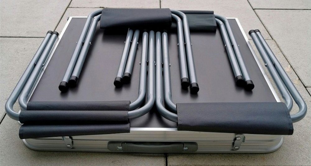 BruKa Campingtisch Klappbarer Campingtisch CAMPIXX mit 4 Hockern Tisch Klapptisch