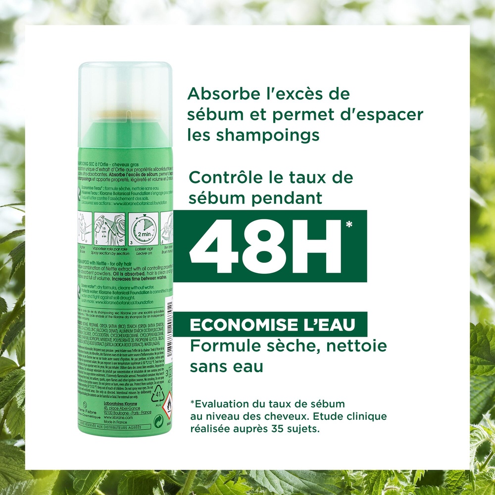 Klorane Ortie Shampooing  Sec spray 150 ml Shampooing sec