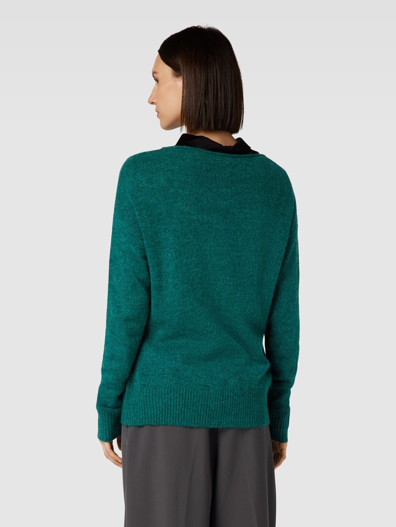 Strickpullover in melierter Optik in dunkelgrün meliert
