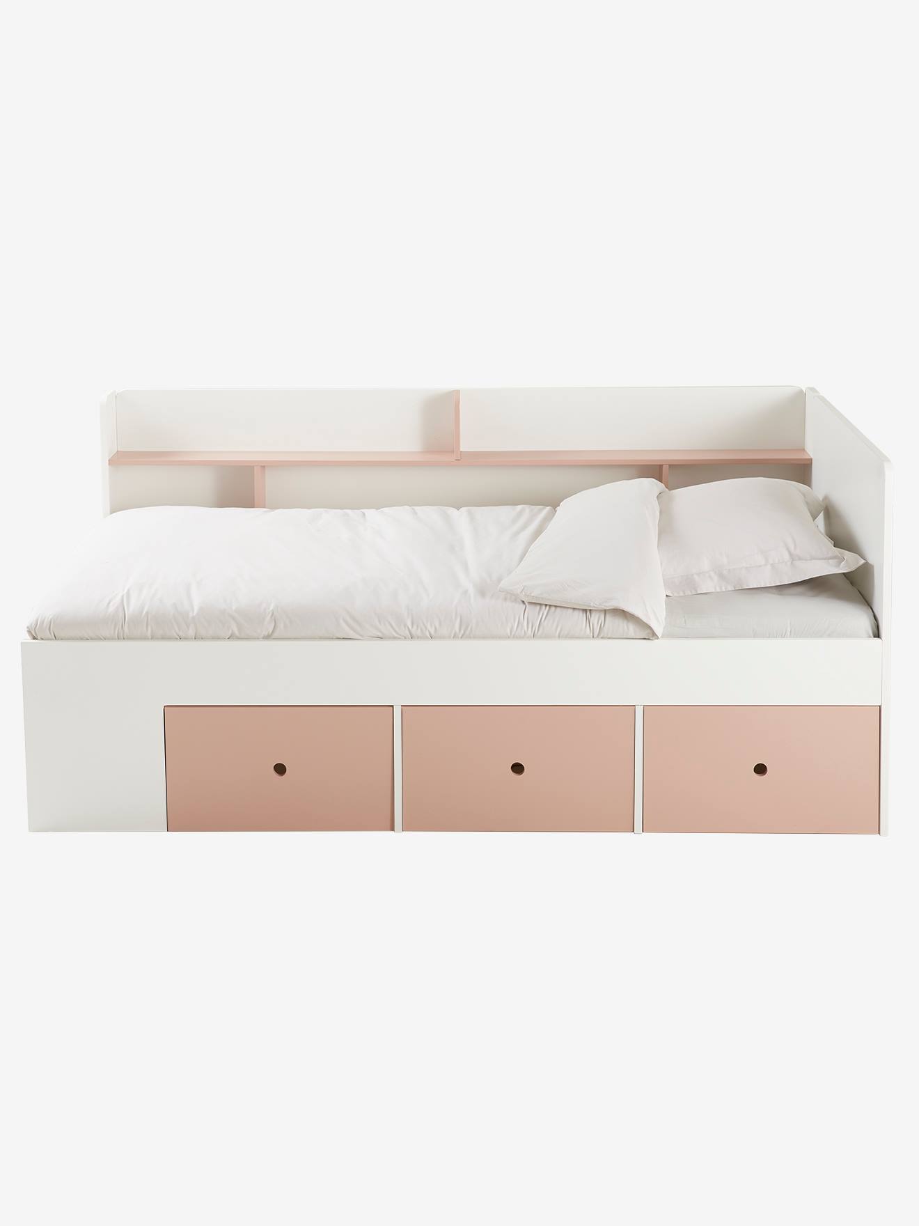Vertbaudet Kinderbett BASEO mit Schubladen - rosa nude