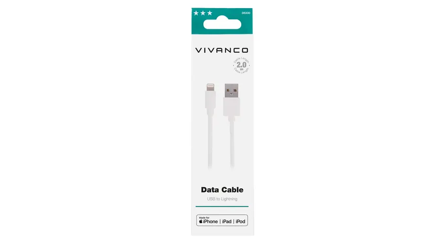 Vivanco Charging Cable, Lightning Daten- u. Ladekabel, 2m