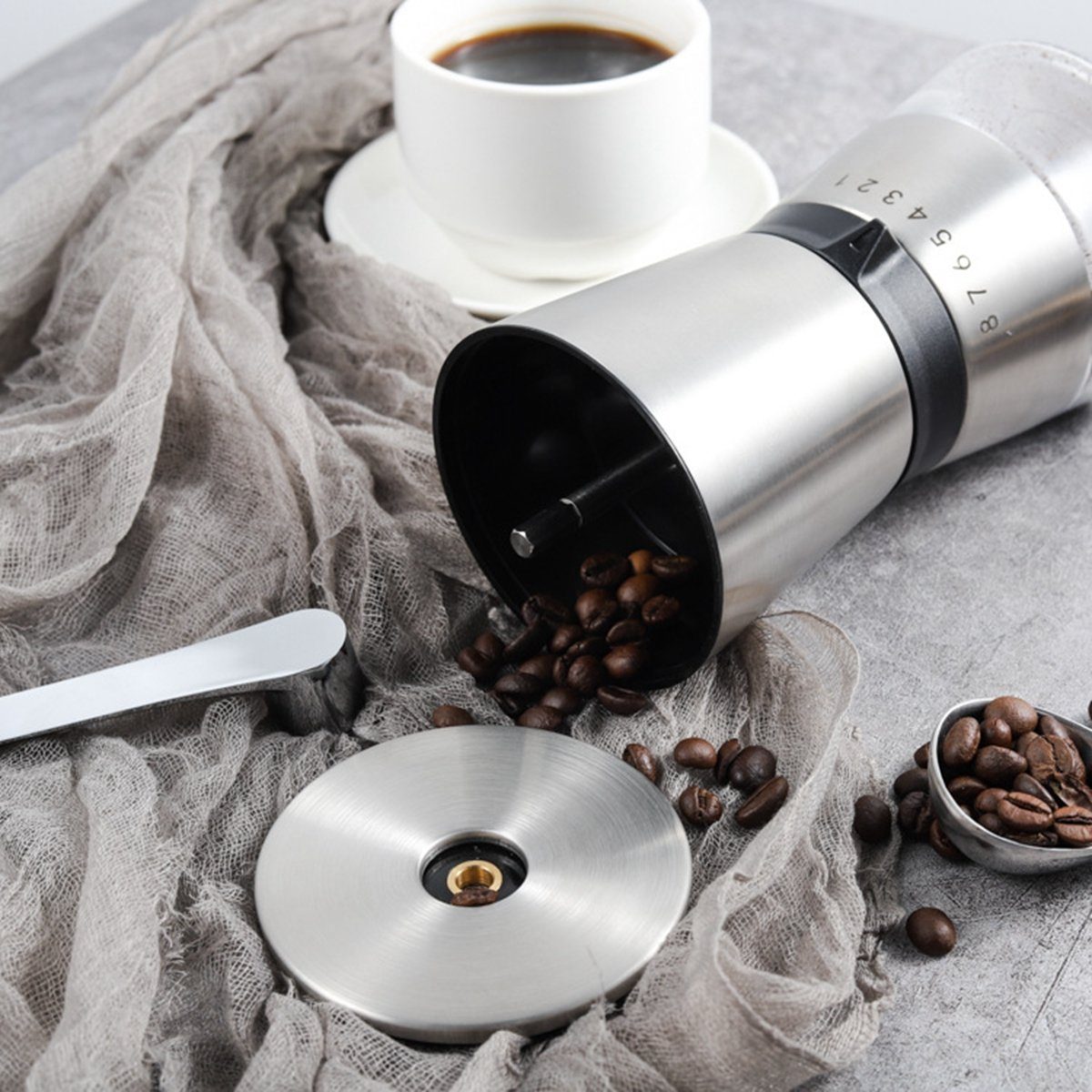Hikeren Kaffeemühle Manuell/Hand mit Keramikmahlwerk,Espressomühle mit 8 Mahlstufen