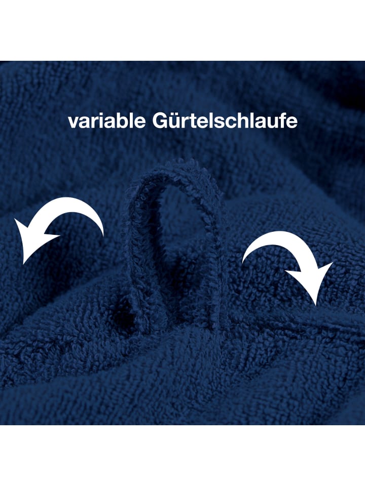 REDBEST Frottier Unisex-Bademantel mit Kapuze Chicago in dunkelblau günstig kaufen
