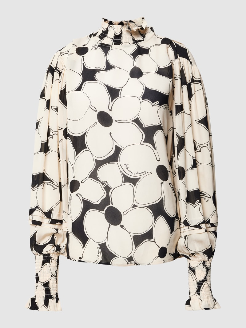 Blusenshirt aus Viskose mit Smok-Details Modell 'Xena' in offwhite