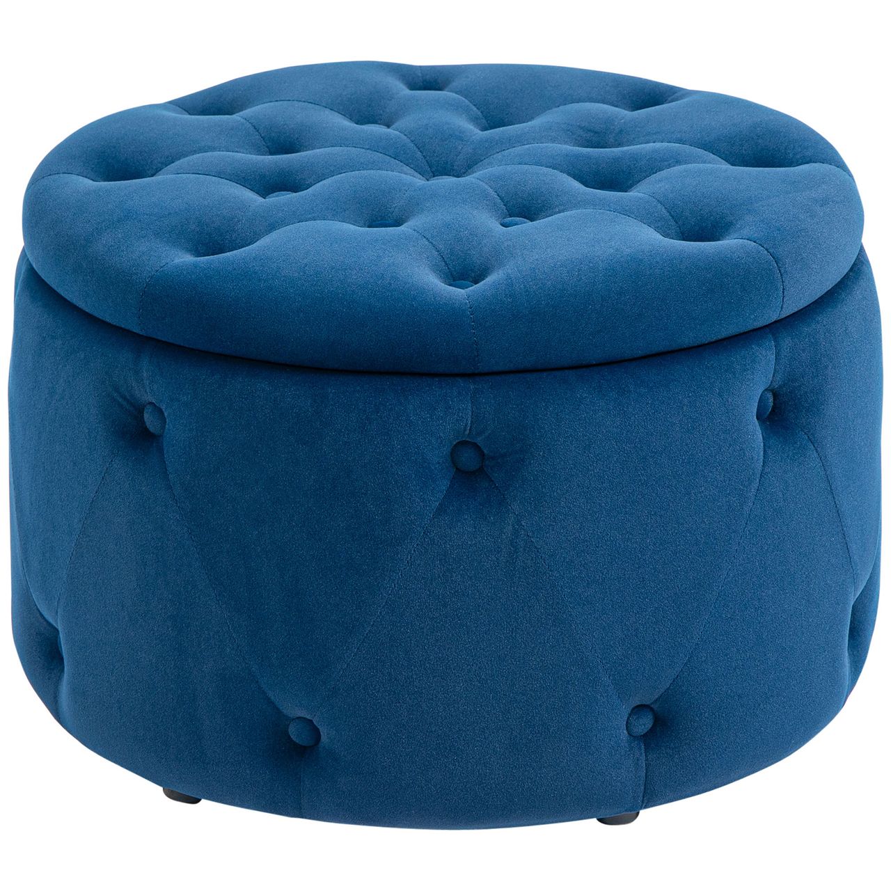 HOMCOM Sitzhocker mit Stauraum, Sitztruhe mit Samtoptik, Knöpfen für Wohnzimmer