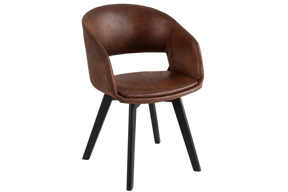 riess-ambiente Polsterstuhl NORDIC STAR antik braun / schwarz (Einzelartikel, 1 St), Esszimmer · Microfaser · Holz · mit Armlehne · Küche · Retro
