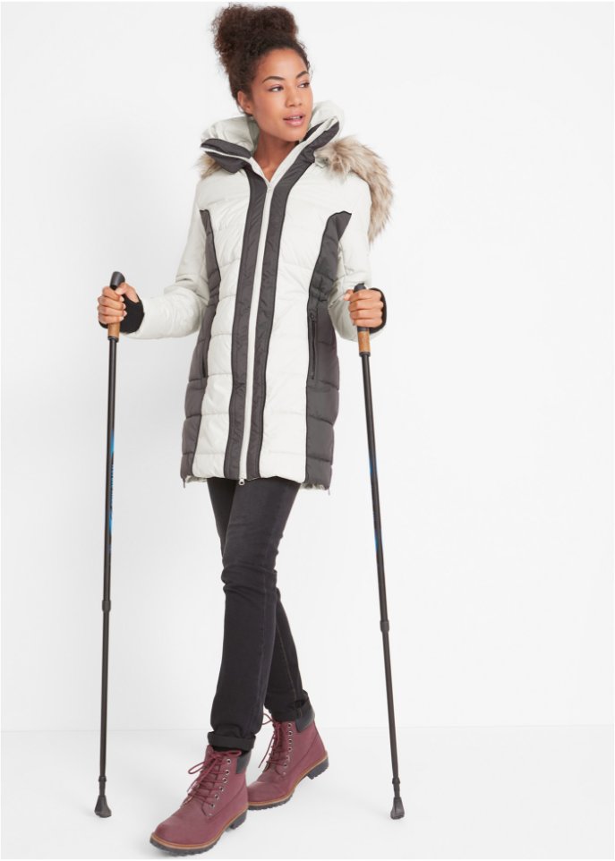 Outdoor-Kurzmantel mit Fellimitat